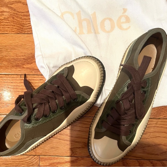 Chloe’ Olive green clint low-top sneaker - Picture 7 of 9